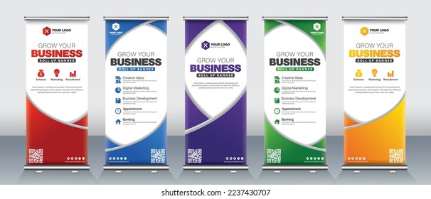 Roll up banner design for business events presentations stands modern design