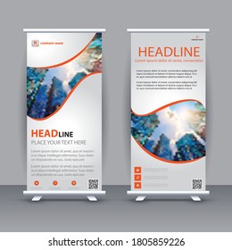 Roll up banner design for business banner. presentation modern publication x-banner, layout in rectangle size. Illustrator vector template
