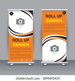 Roll up banner design for business banner. presentation modern publication x-banner, layout in rectangle size. Illustration vector template