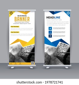 Roll up banner design para un banner de negocios. presentación moderna publicación x-banner, diseño en rectángulo de tamaño. Plantilla vectorial de ilustración
