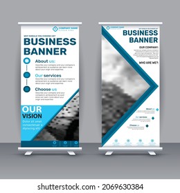 Roll up banner design for a business banner. presentation modern publication x-banner,
layout in rectangle size. Illustration vector template