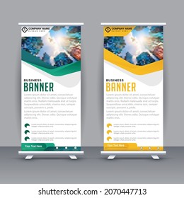 Roll up banner design for a business banner. presentation modern publication x-banner,
layout in rectangle size. Illustration vector template