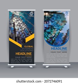 Roll up banner design for a business banner. presentation modern publication x-banner,
layout in rectangle size. Illustration vector template