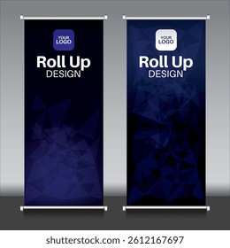 roll up banner design dark blue background technology, web, internet, cyber security
