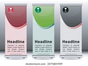 Roll up banner design display template mockup