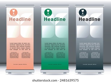 Roll up banner design display template mockup
