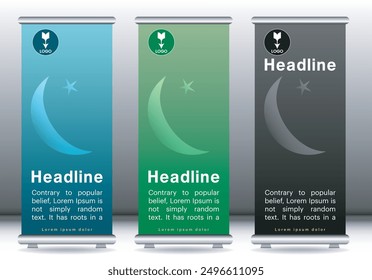 Roll up banner design display template mockup