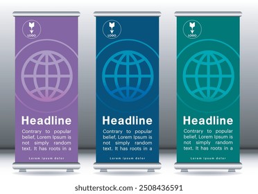 Roll up banner design display template mockup
