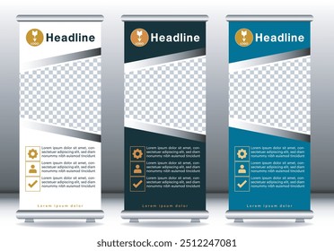 Roll up banner design display template mockup