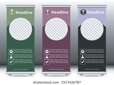 Roll up banner design display template mockup