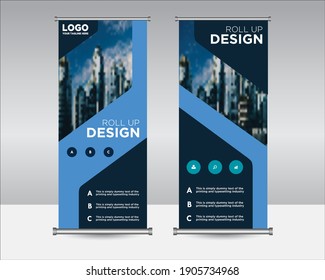 roll up banner design Editable vertical template vector, geometric abstract  background, modern x-banner and flag-banner