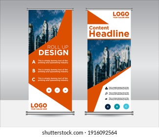 Roll up banner design Editable vertical template vector, geometric abstract  background, modern x-banner and flag-banner, Vector illustration