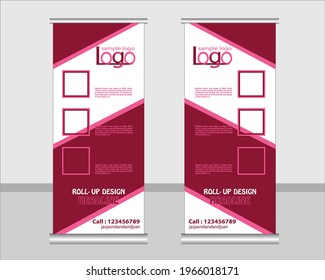 Roll up banner design Editable vertical template vector, modern x-banner and flag-banner, Vector illustration