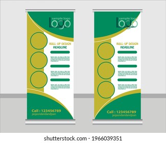 Aufrollen des Bannerdesigns Bearbeitbare vertikale Vorlage, moderne x-Banner und Flaggenbanner, Vektorgrafik