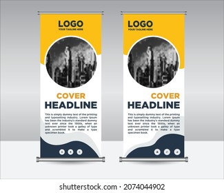 roll up banner design Editable vertical template vector, geometric abstract background, modern x-banner and flag-banner