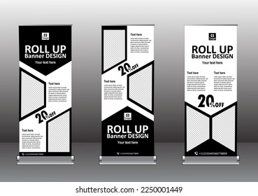 roll up banner design flyer banner design vertical template vector, abstract geometric background, modern x-banner and flag-banner