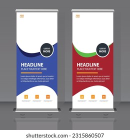 Roll up banner design layout. Vertical banner design template.