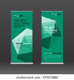 Roll up banner design layout. Vertical banner design template.