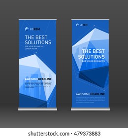 Roll up banner design layout. Vertical banner design template.
