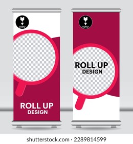 Roll up banner design mockup display template

