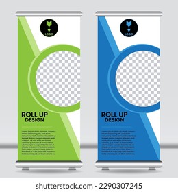 Roll up banner design mockup display template
