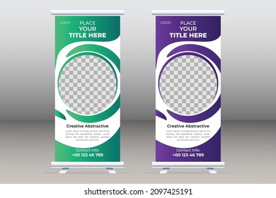 Roll Up Banner Design With Morden Vector Design Template And Creative Agency Display Stand
