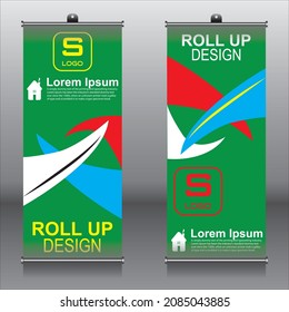 Roll up banner design print template.