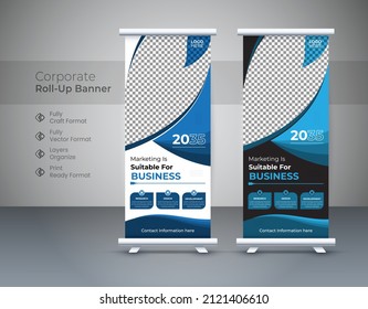Roll up banner design print template. Standee Design. Presentation concept.pull up Abstract modern template for  billboard, X-banner and Street Business Flag of Convenience, vector Background