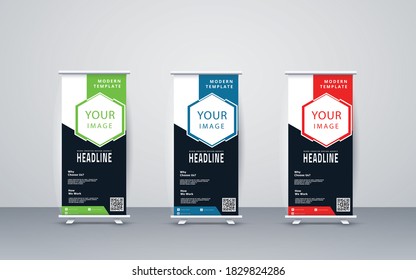 Roll up banner design print template.100% Vector design.