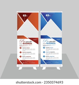 Roll up banner design. Professional, clean and modern roll up banner template. Just drop in your own pictures and texts, and it’s ready for print.