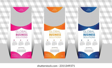 Roll up banner design .professional  modern business roll up . banner standee template design. corporate banner.