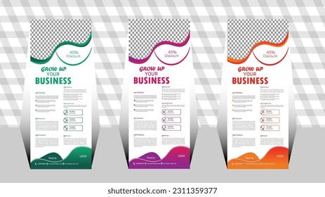 Roll up banner design .professional  modern business roll up . banner standee template design. corporate banner.