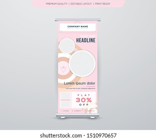 Roll Up Banner Design Signboard Advertising Brochure Flyer Template Vector X-banner and Spa roll Vertical Banner