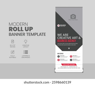  roll up banner design or standee x banner layout template
