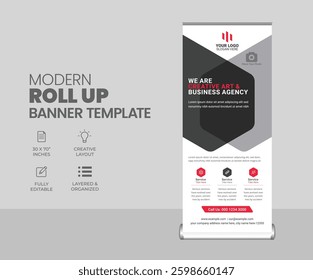  roll up banner design or standee x banner layout template
