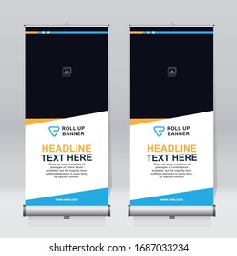 Roll up banner design template, abstract background, pull up design, x-banner, rectangle size.