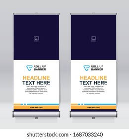 Roll up banner design template, abstract background, pull up design, x-banner, rectangle size.