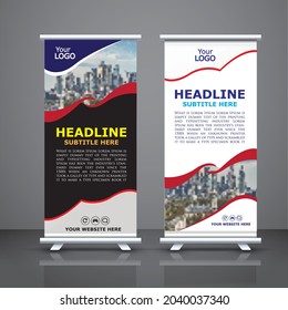 Roll up banner design template, abstract background, pull up design, advertisement, pull up, polygon background, vector illustration, business flyer, display, x-banner, flag-banner