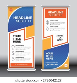 Roll up banner, design template, abstract background, vector, modern, rectangle design, illustration, outdoor, print, exhibition show, Simple, pull up, graphic element, curve and triangle, education