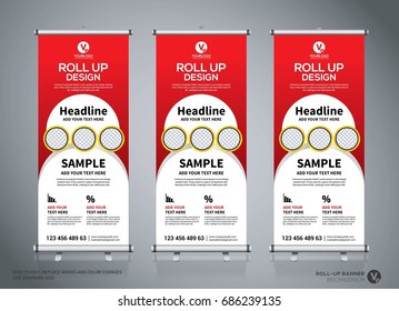 Roll up banner design template, abstract background, pull up design, modern x-banner, rectangle size.