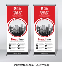 Roll up banner design template, abstract background, pull up design, modern x-banner, rectangle size.