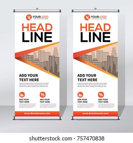 Roll up banner design template, abstract background, pull up design, modern x-banner, rectangle size.