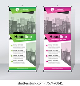Roll up banner design template, abstract background, pull up design, modern x-banner, rectangle size.