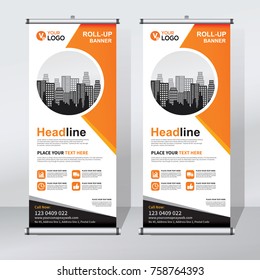 Roll Up Banner Design Template, Abstract Background, Pull Up Design, Modern X-banner, Rectangle Size.