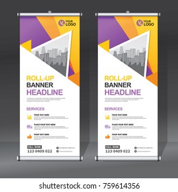 Roll up banner design template, abstract background, pull up design, modern x-banner, rectangle size.