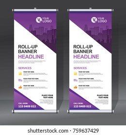 Roll up banner design template, abstract background, pull up design, modern x-banner, rectangle size.