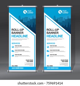 Roll up banner design template, abstract background, pull up design, modern x-banner, rectangle size.