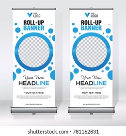 Roll up banner design template, abstract background, pull up design, modern x-banner, rectangle size.