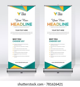 Roll up banner design template, abstract background, pull up design, modern x-banner, rectangle size.