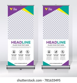 Roll up banner design template, abstract background, pull up design, modern x-banner, rectangle size.